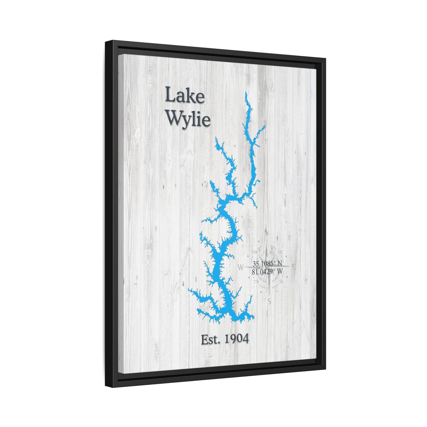 Lake Wylie White Wash Canvas Framed