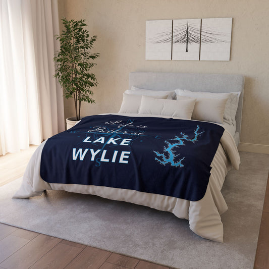 Life is Better at Lake Wylie Sherpa Blanket.