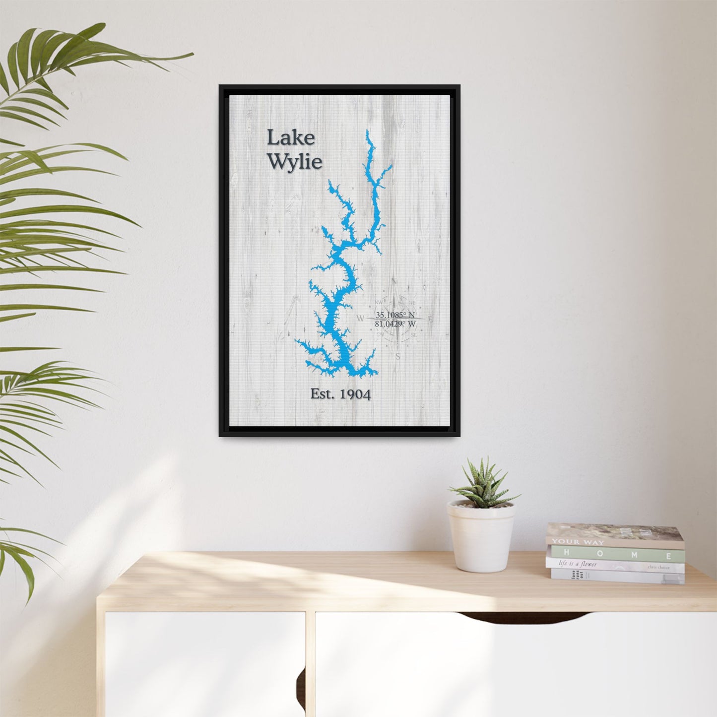 Lake Wylie White Wash Canvas Framed