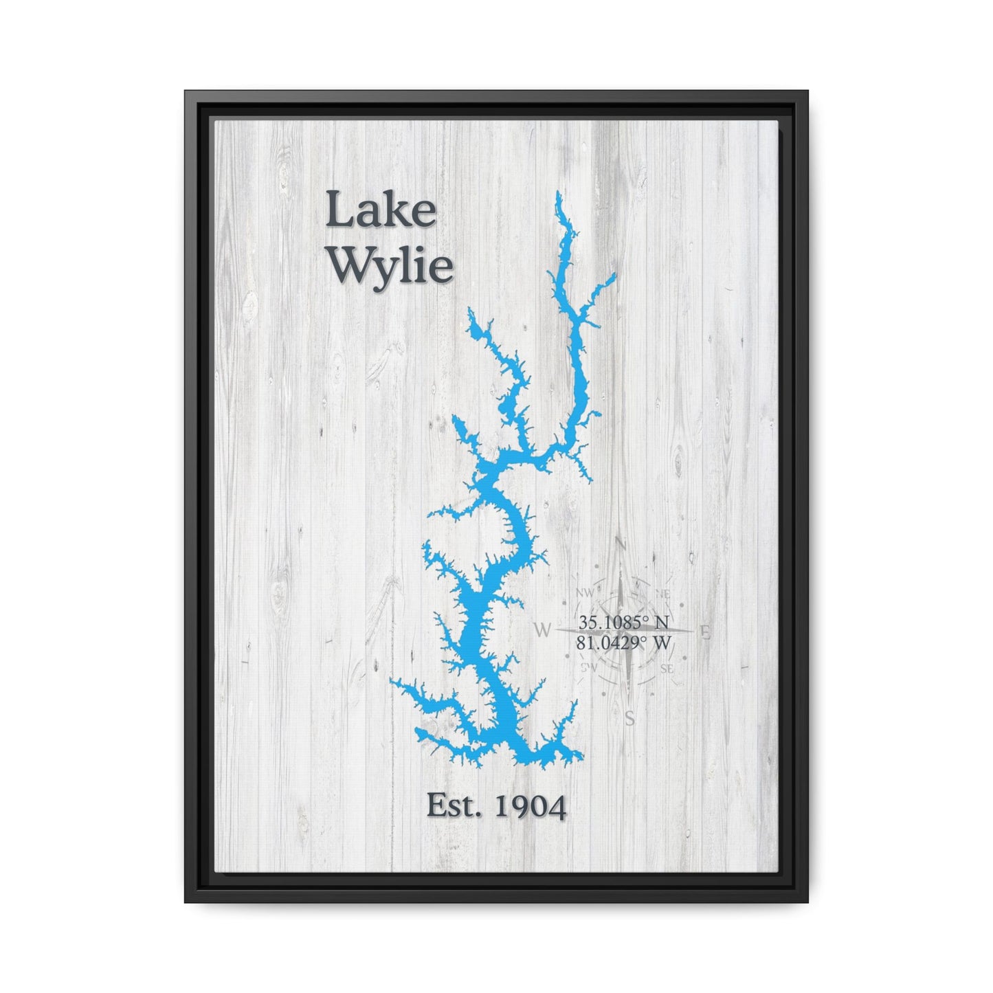 Lake Wylie White Wash Canvas Framed