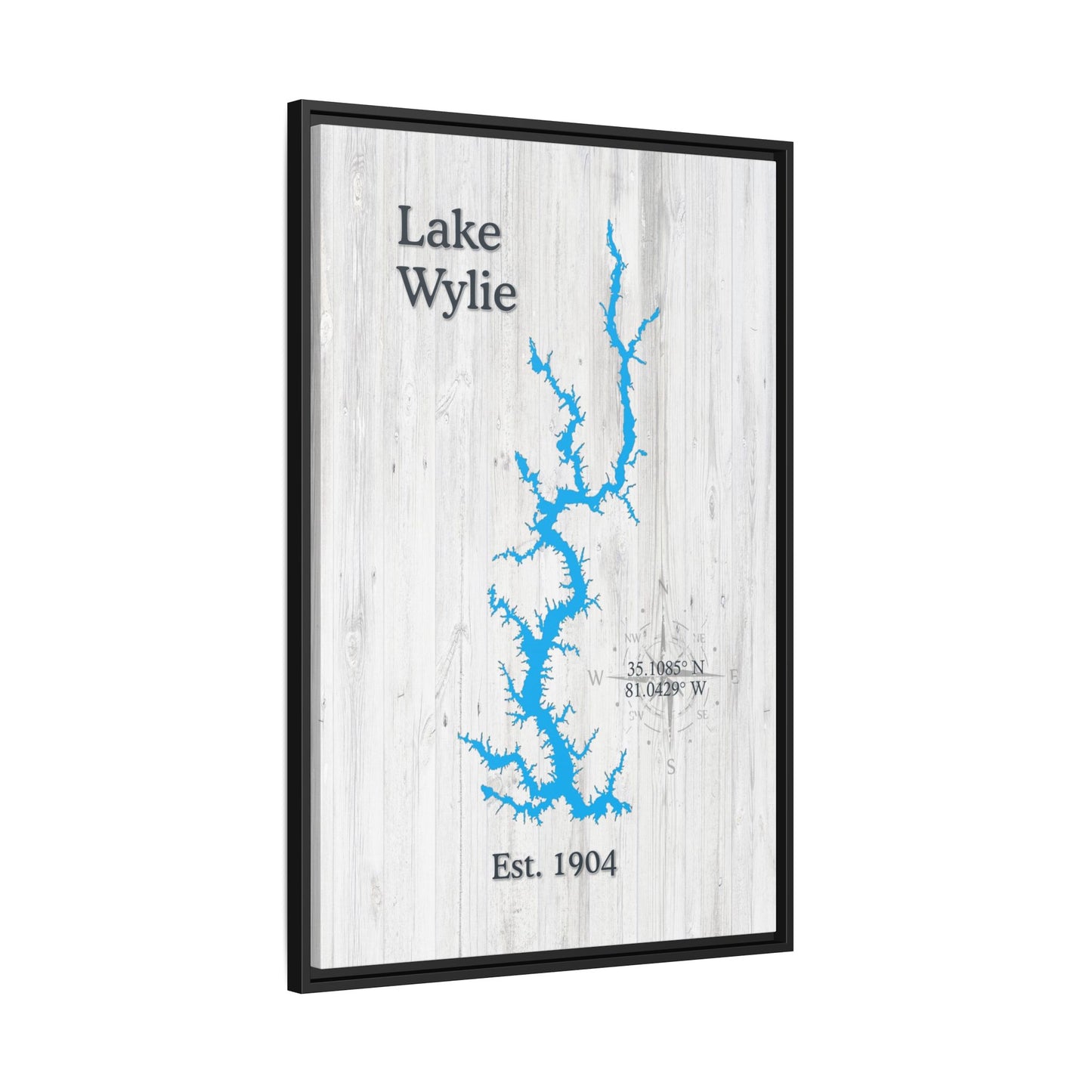 Lake Wylie White Wash Canvas Framed