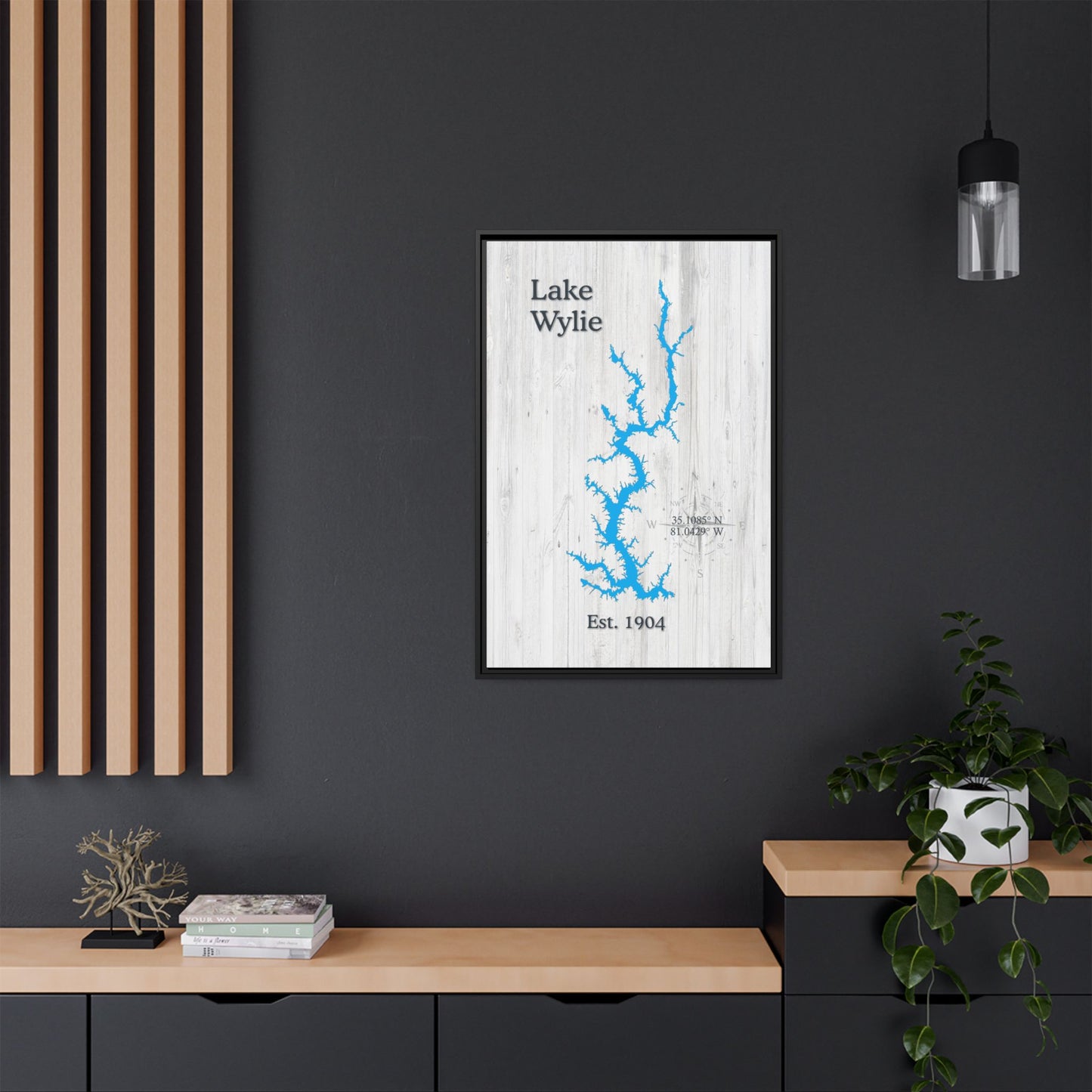 Lake Wylie White Wash Canvas Framed