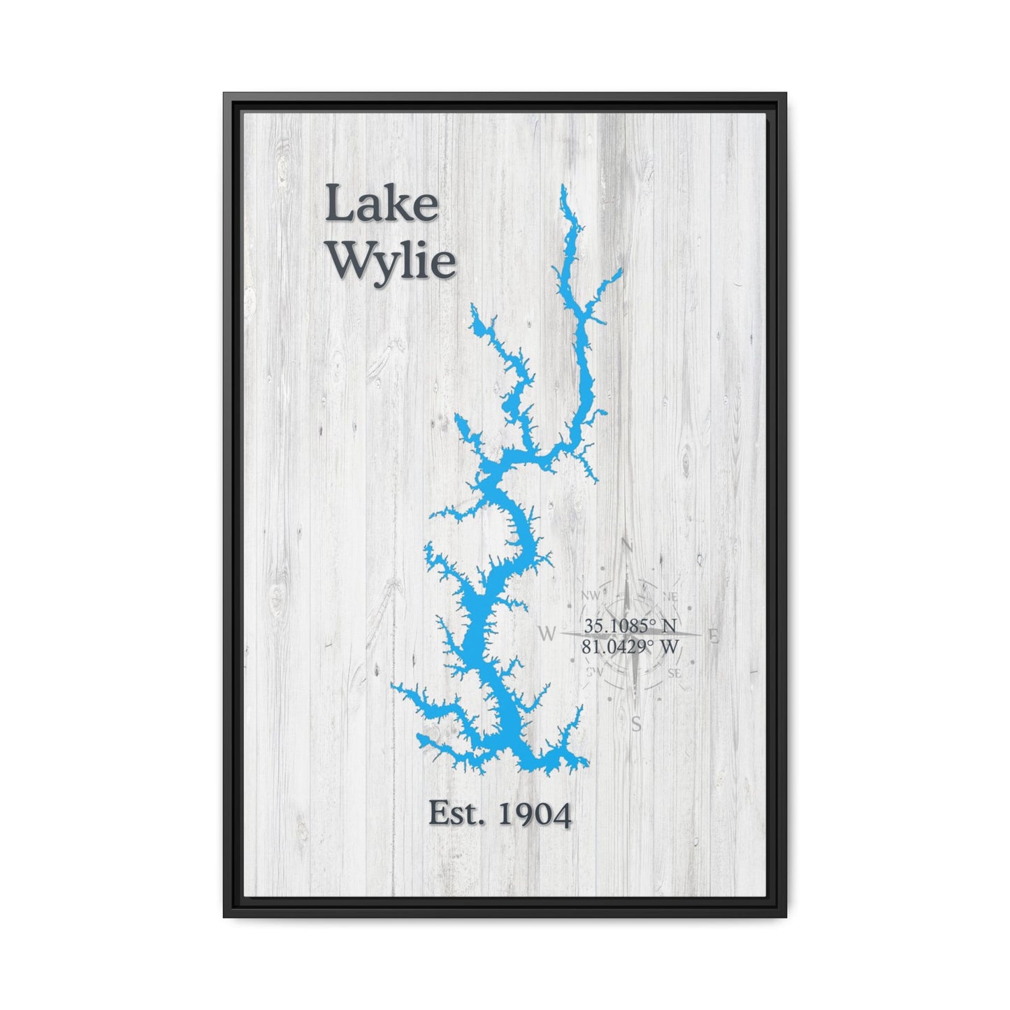 Lake Wylie White Wash Canvas Framed