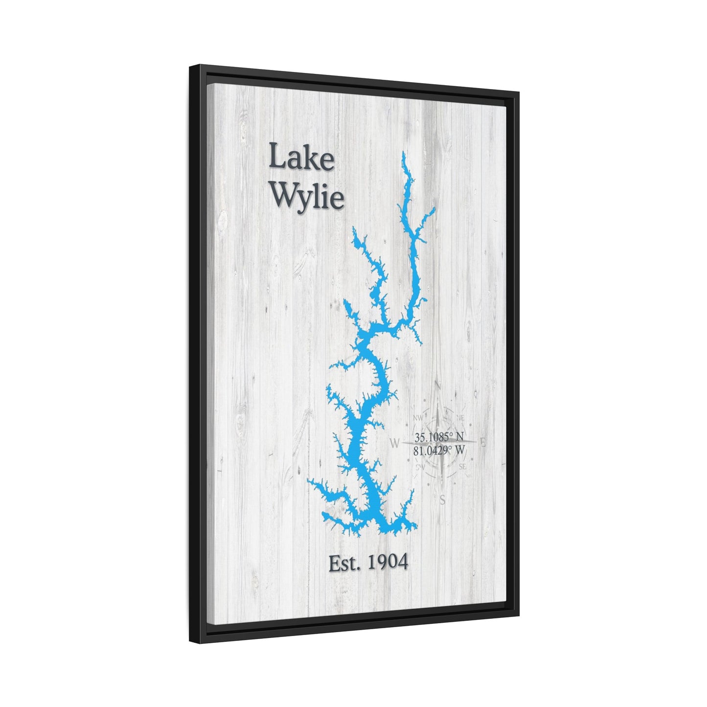 Lake Wylie White Wash Canvas Framed