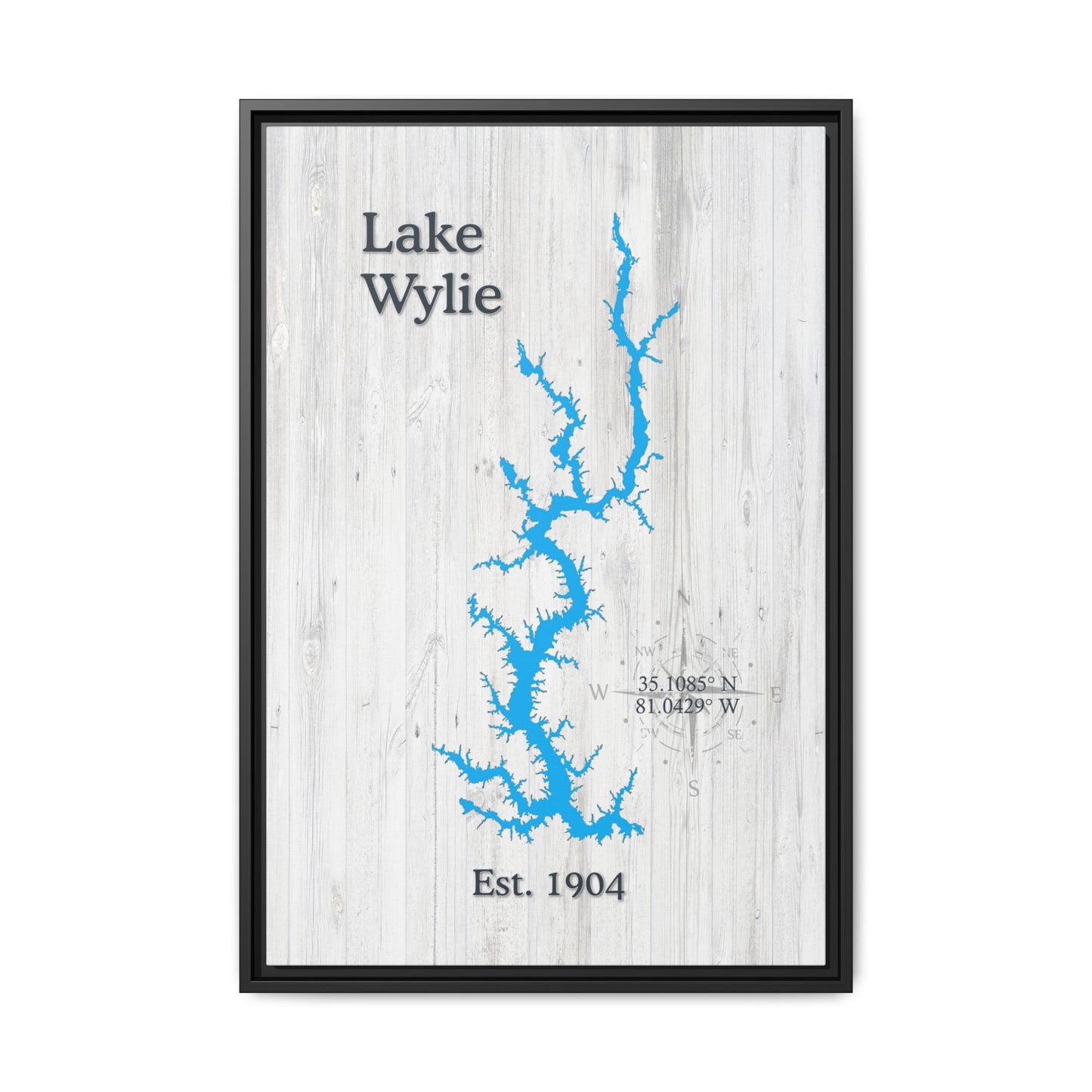 Lake Wylie White Wash Canvas Framed